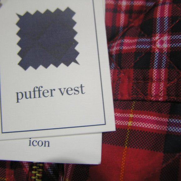 RED PLAID QUILTED PUFFER VEST SIZE LARGE - Picture 5 of 13